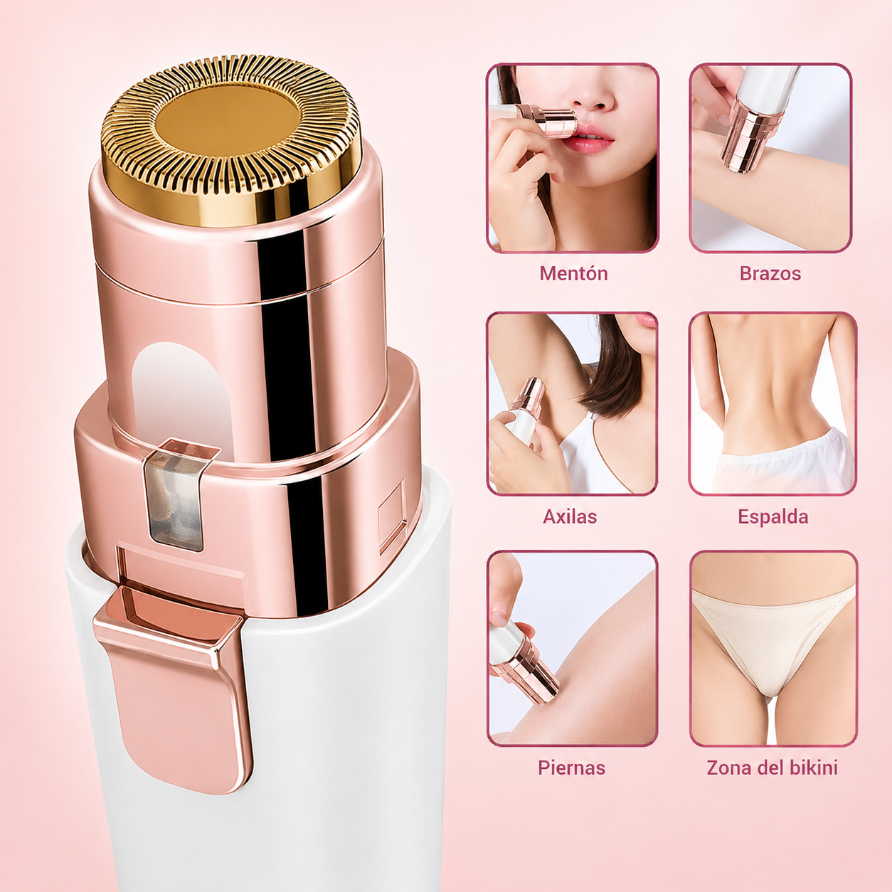 Depiladora Facial Eléctrica Recargable LED para Mujer