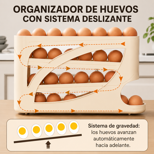 🥚 EggRoll Pro™ – Organizador de Huevos Deslizante de Alta Capacidad 🥚
