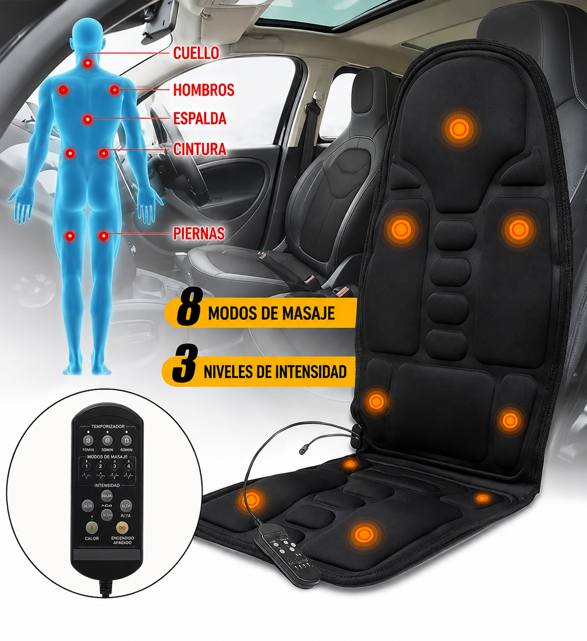 RelaxSeat Pro – Asiento Masajeador para Espalda y Cuello
