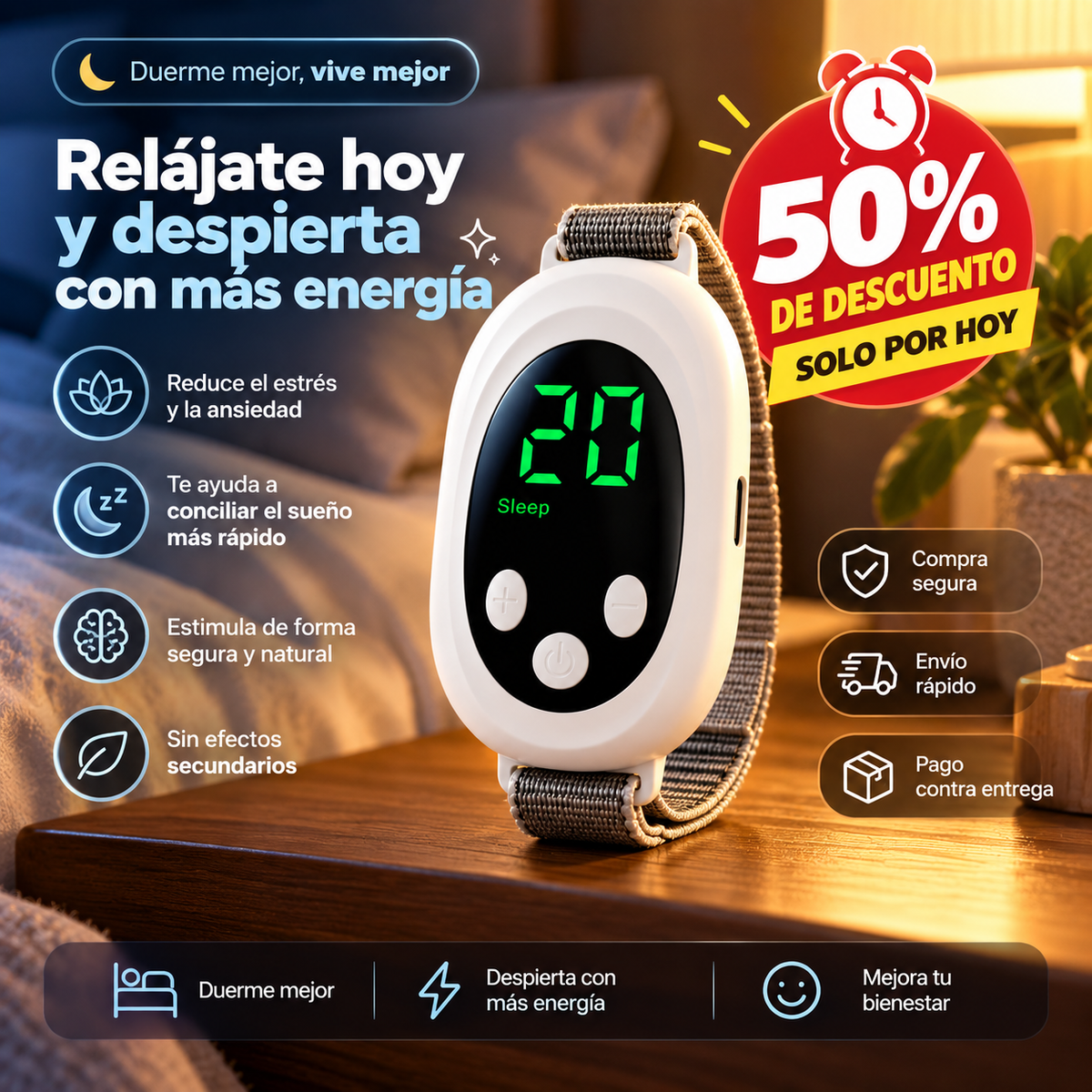 🌙 SleepCalm Pro™ – Dispositivo Inteligente de Relajación para Dormir