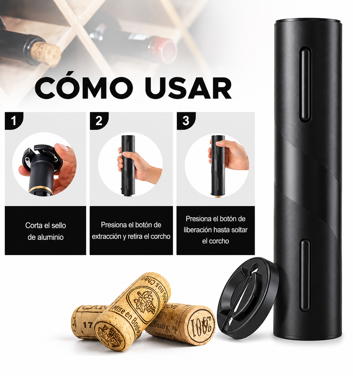 WineOpen Pro Destapador de Vino Automático