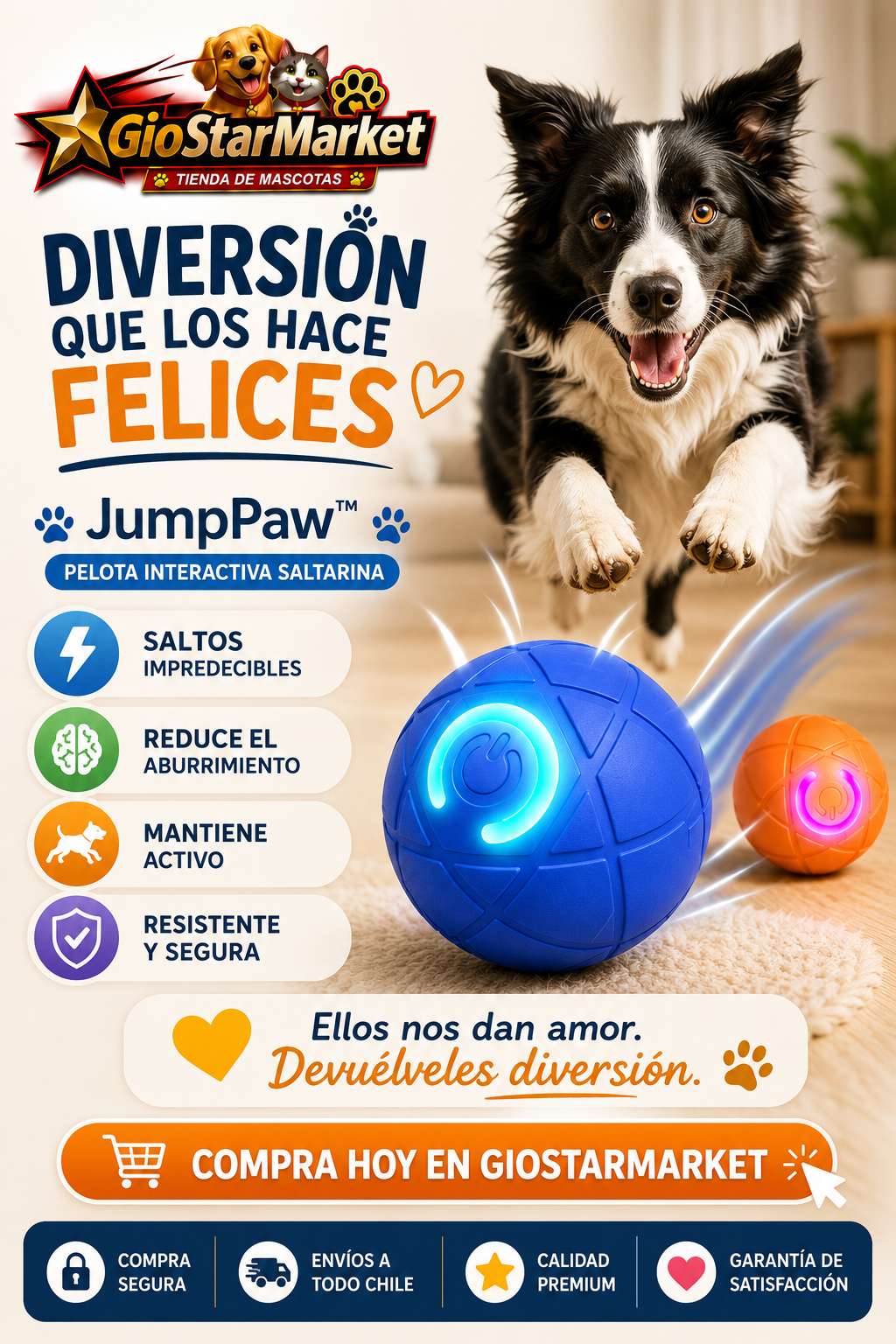 JumpPaw-Juguete Saltarín para Perros + Envio Gratis