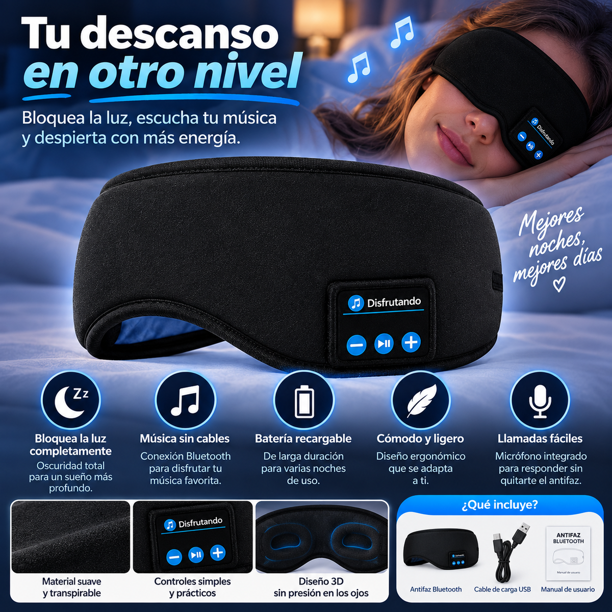 DreamSound™ – Antifaz Bluetooth Recargable.