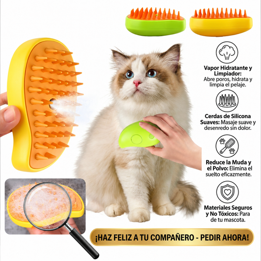 SteamPet Pro™ – Cepillo de Vapor 3 en 1 para Mascotas