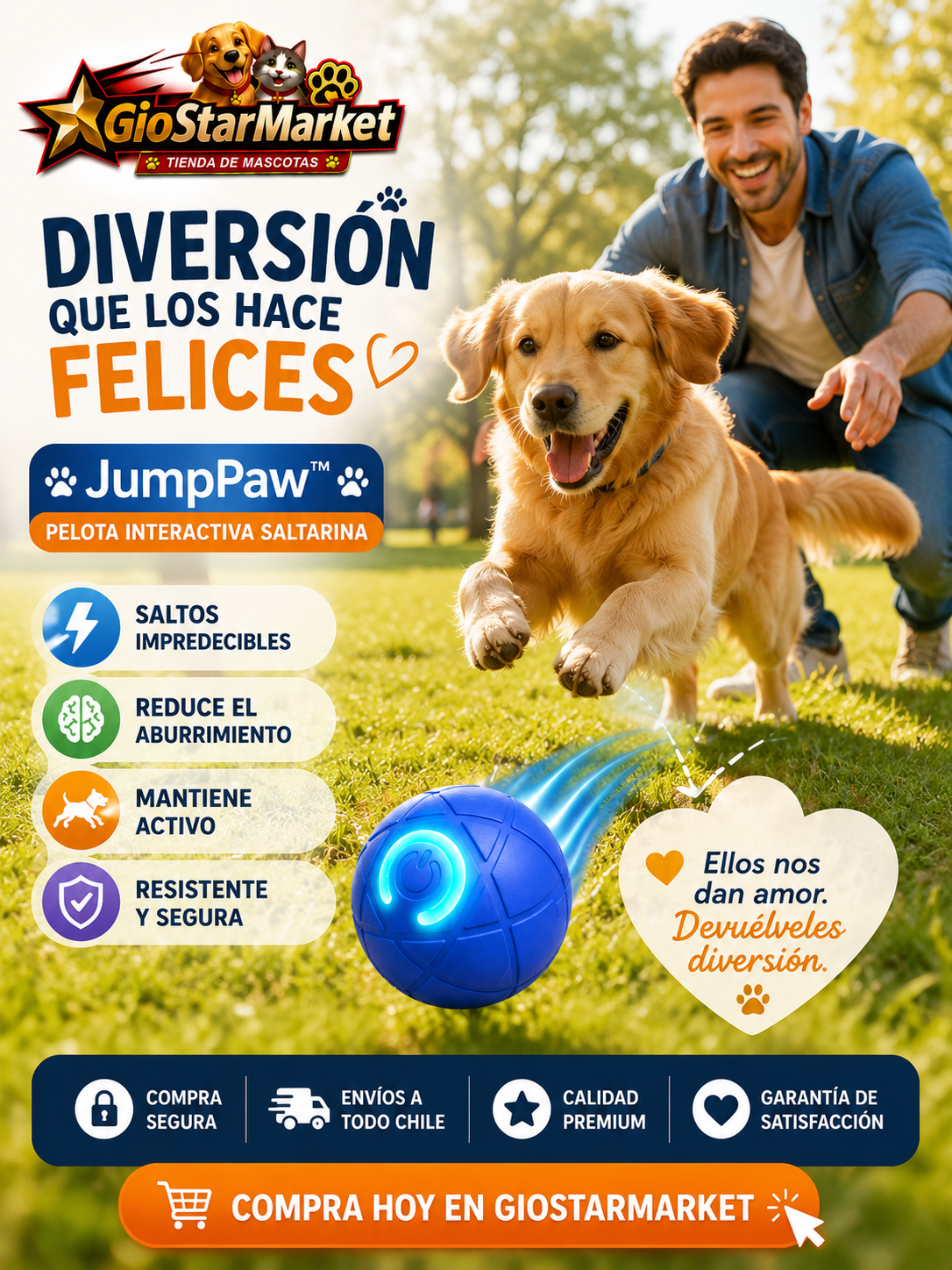 JumpPaw-Juguete Saltarín para Perros + Envio Gratis