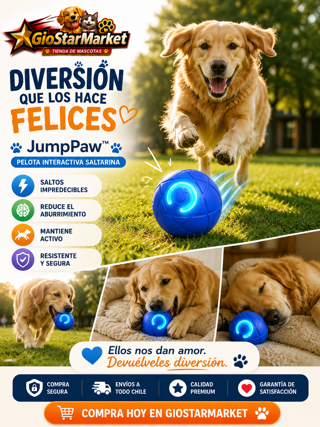 JumpPaw-Juguete Saltarín para Perros + Envio Gratis