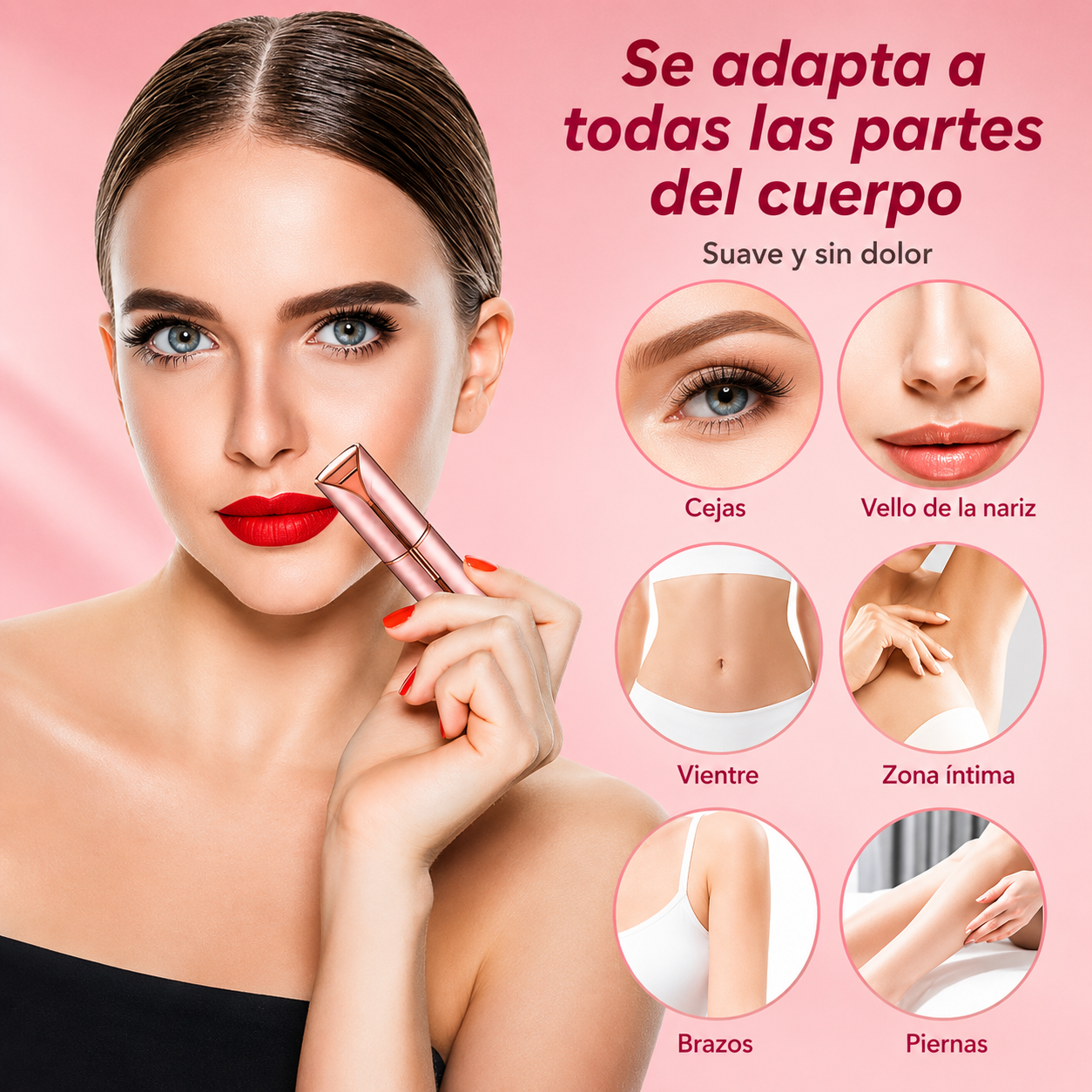 Depiladora Facial Eléctrica Recargable LED para Mujer